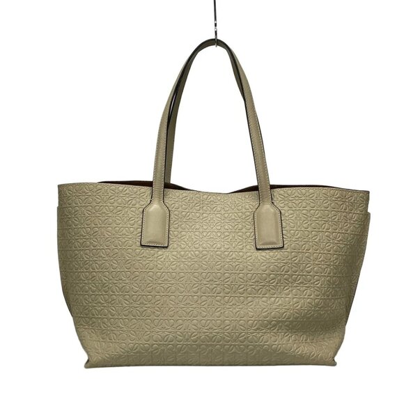 LOEWE T Shopper Bag/Repeat - Gray Beige Leather Tote Bag 513-080725 - Picture 1 of 14